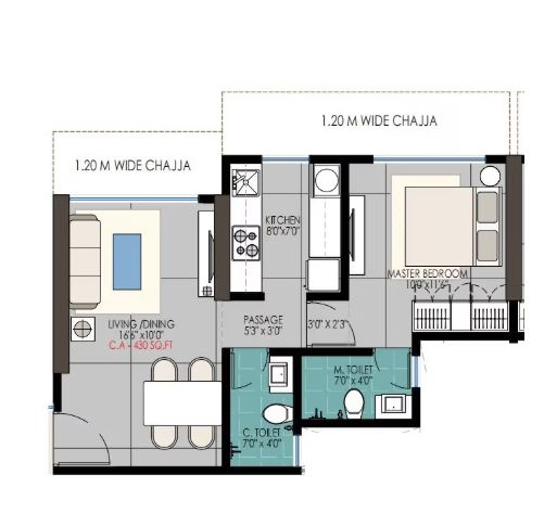 Unit plan — 1BHK