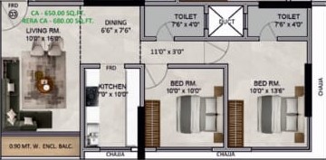 Unit plan — 2BHK