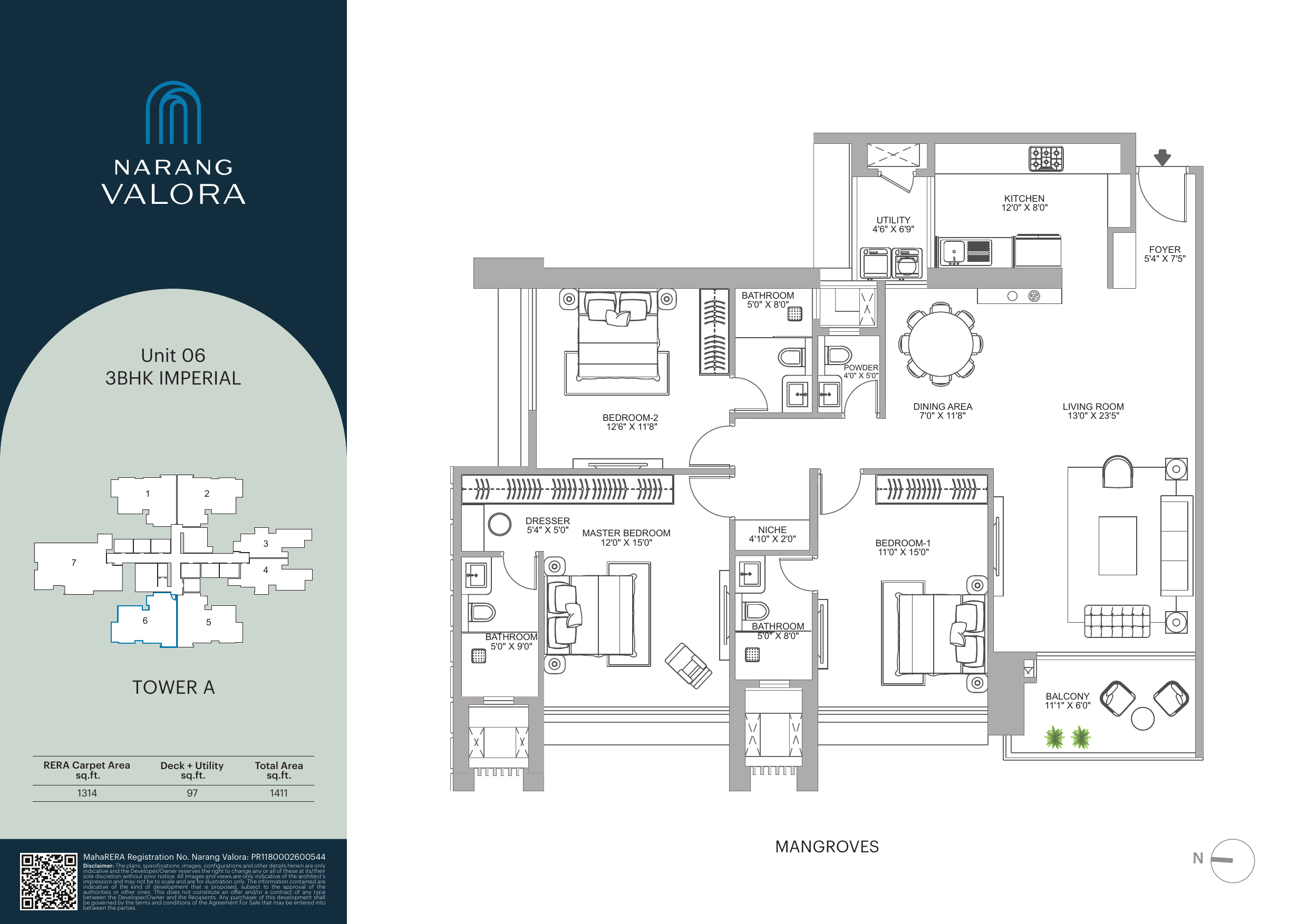 Unit plan — 3BHK