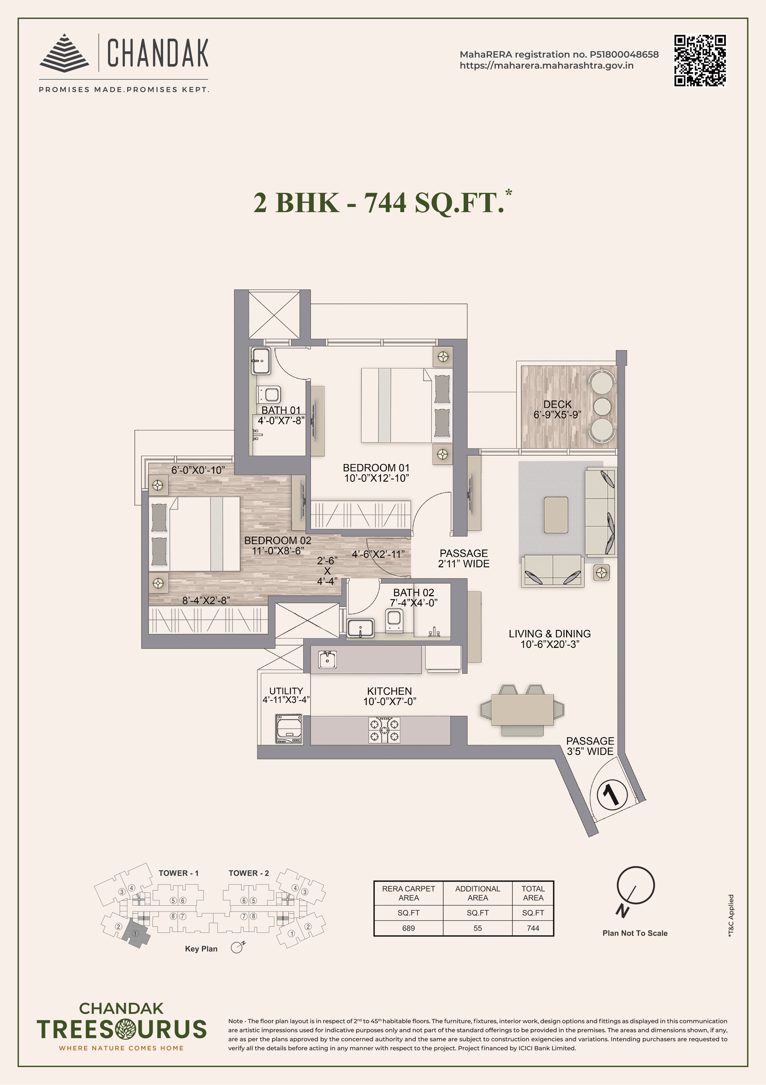 Unit plan — 2BHK