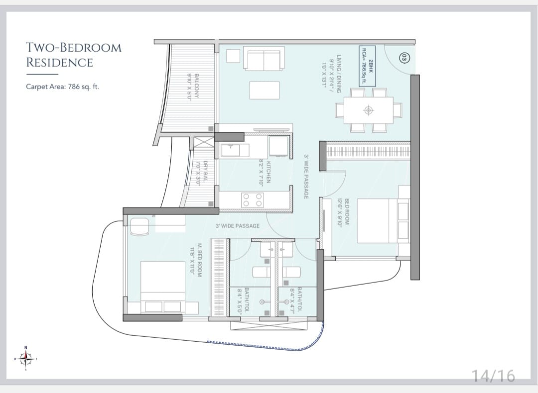 Unit plan — 2BHK