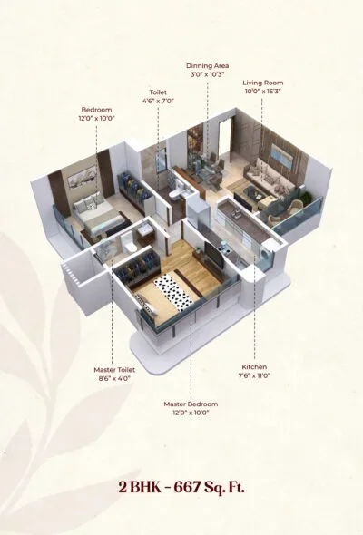 Unit plan — 2BHK
