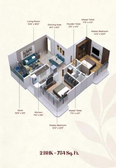 Unit plan — 2BHK