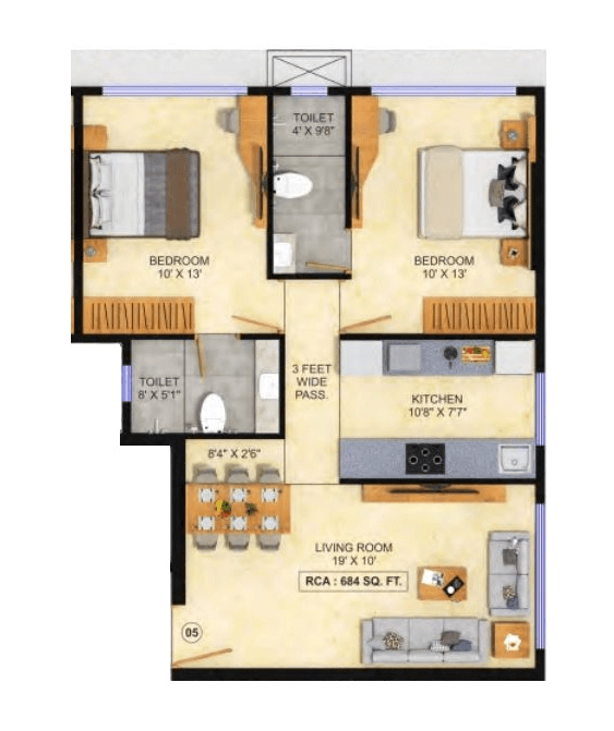 Unit plan — 2BHK