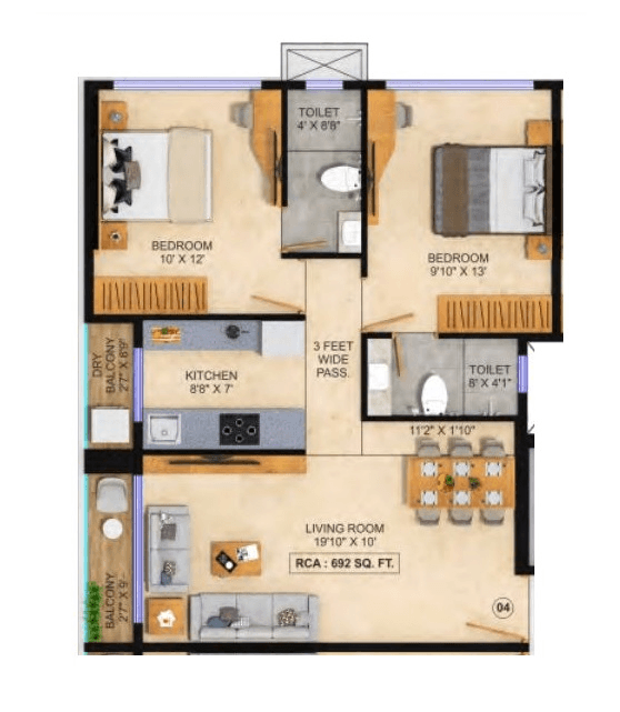 Unit plan — 2BHK