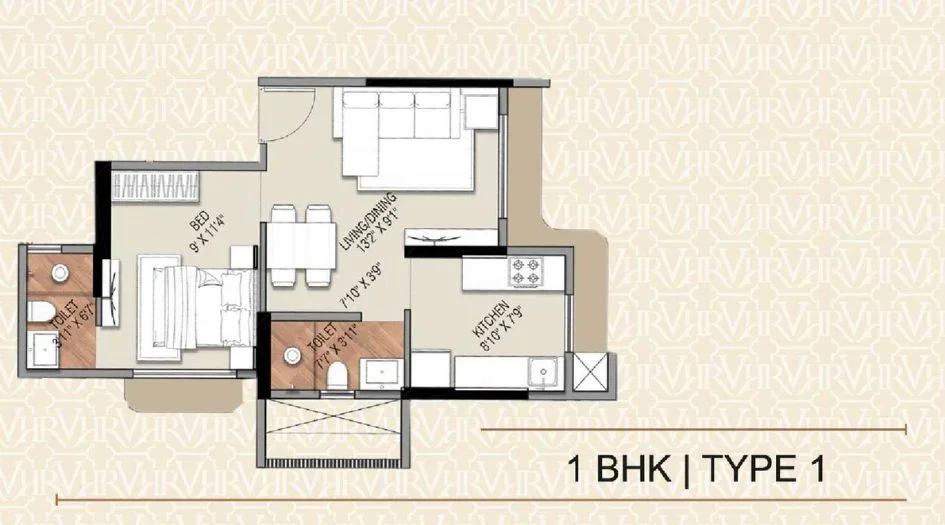 Unit plan — 1BHK