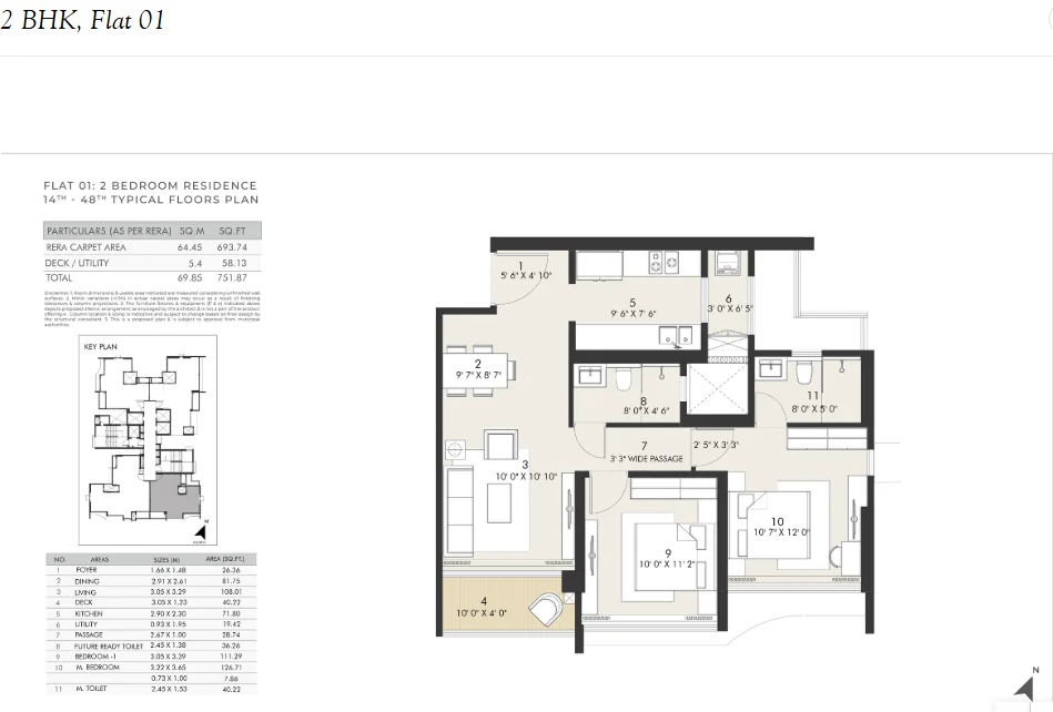 Unit plan — 2BHK