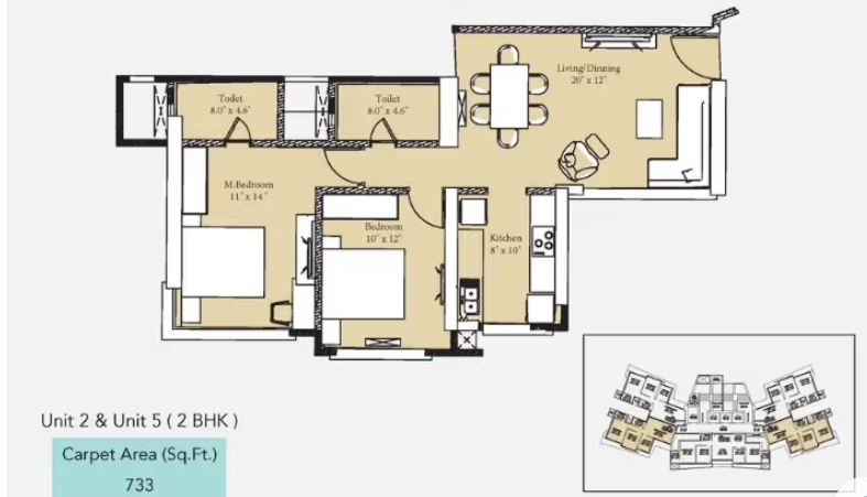 Unit plan — 2BHK