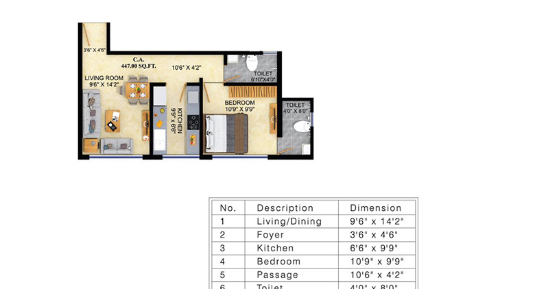 Unit plan — 1BHK
