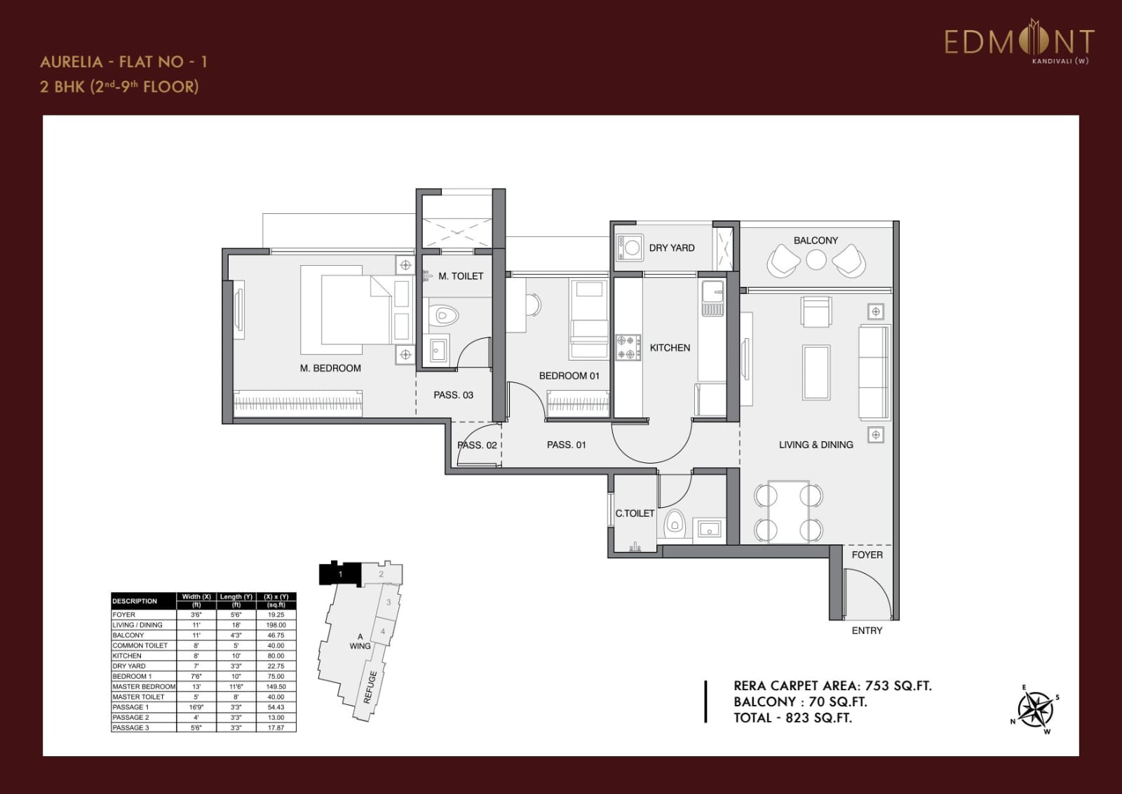 Unit plan — 2BHK