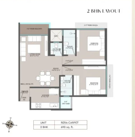 Unit plan — 2BHK