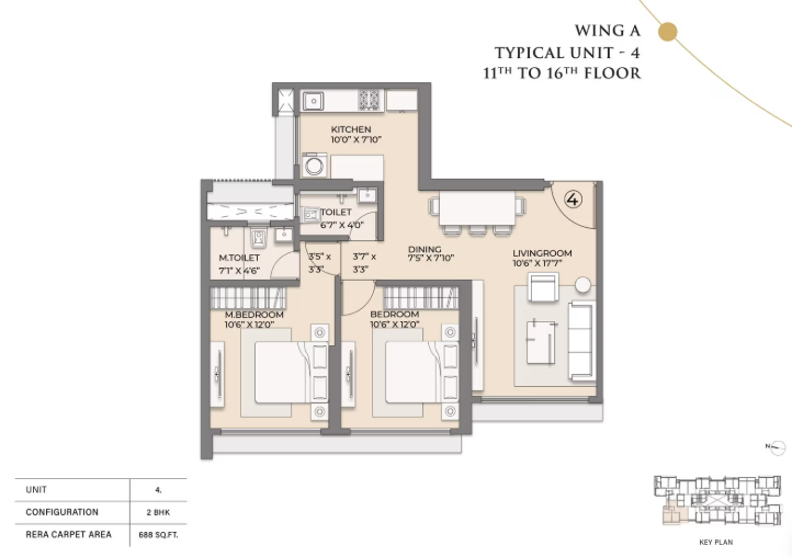 Unit plan — 2BHK