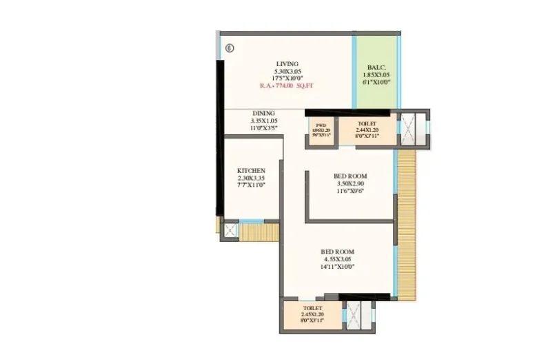 Unit plan — 2BHK