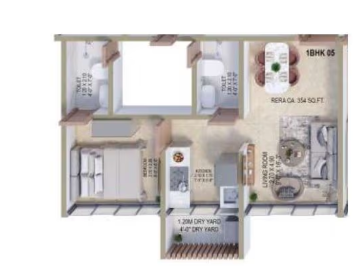 Unit plan — 1BHK