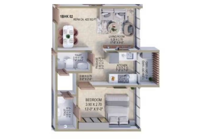 Unit plan — 1BHK