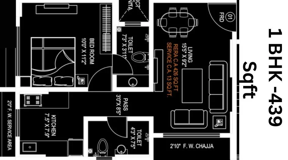 Unit plan — 1BHK