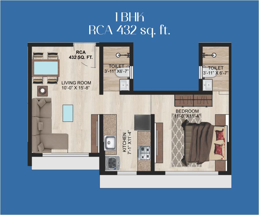 Unit plan — 1BHK