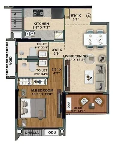 Unit plan — 1BHK
