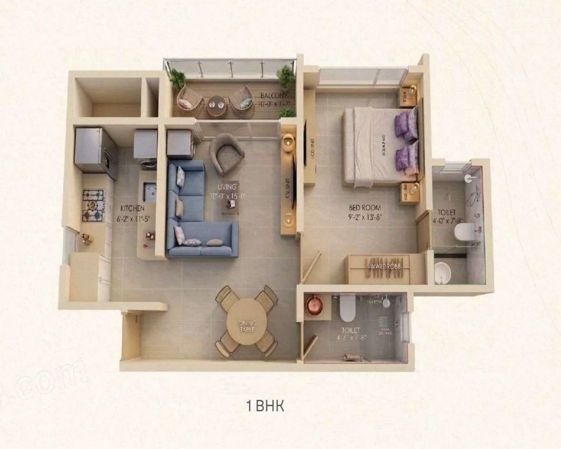 Unit plan — 1BHK