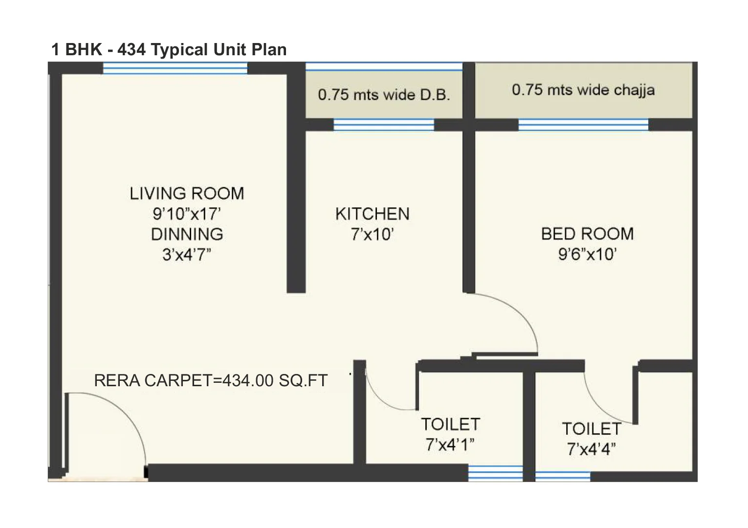 Unit plan — 1BHK