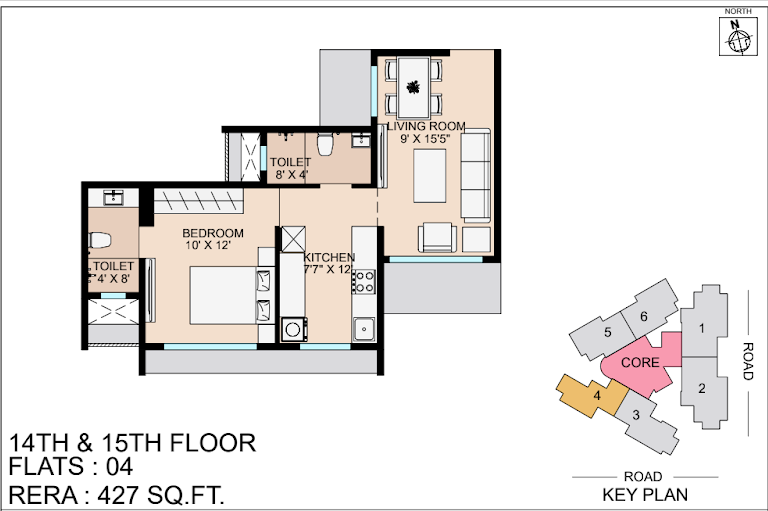 Unit plan — 1BHK