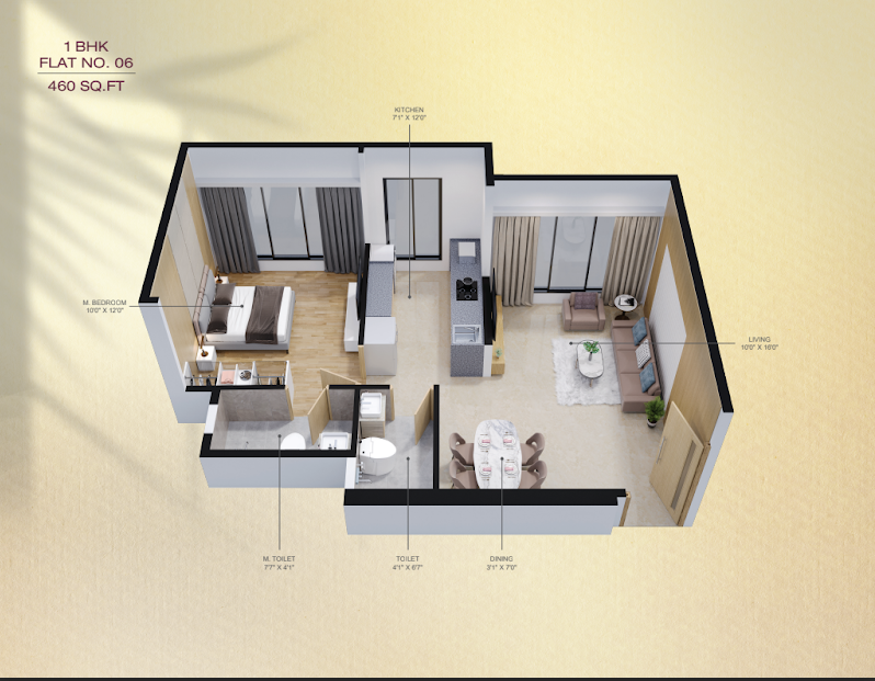Unit plan — 1BHK