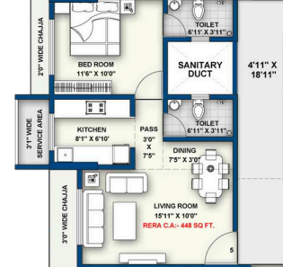 Unit plan — 1BHK