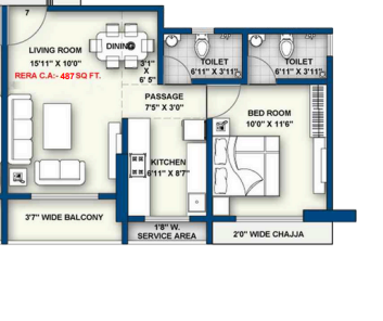 Unit plan — 1BHK