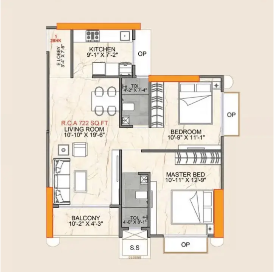 Unit plan — 2BHK