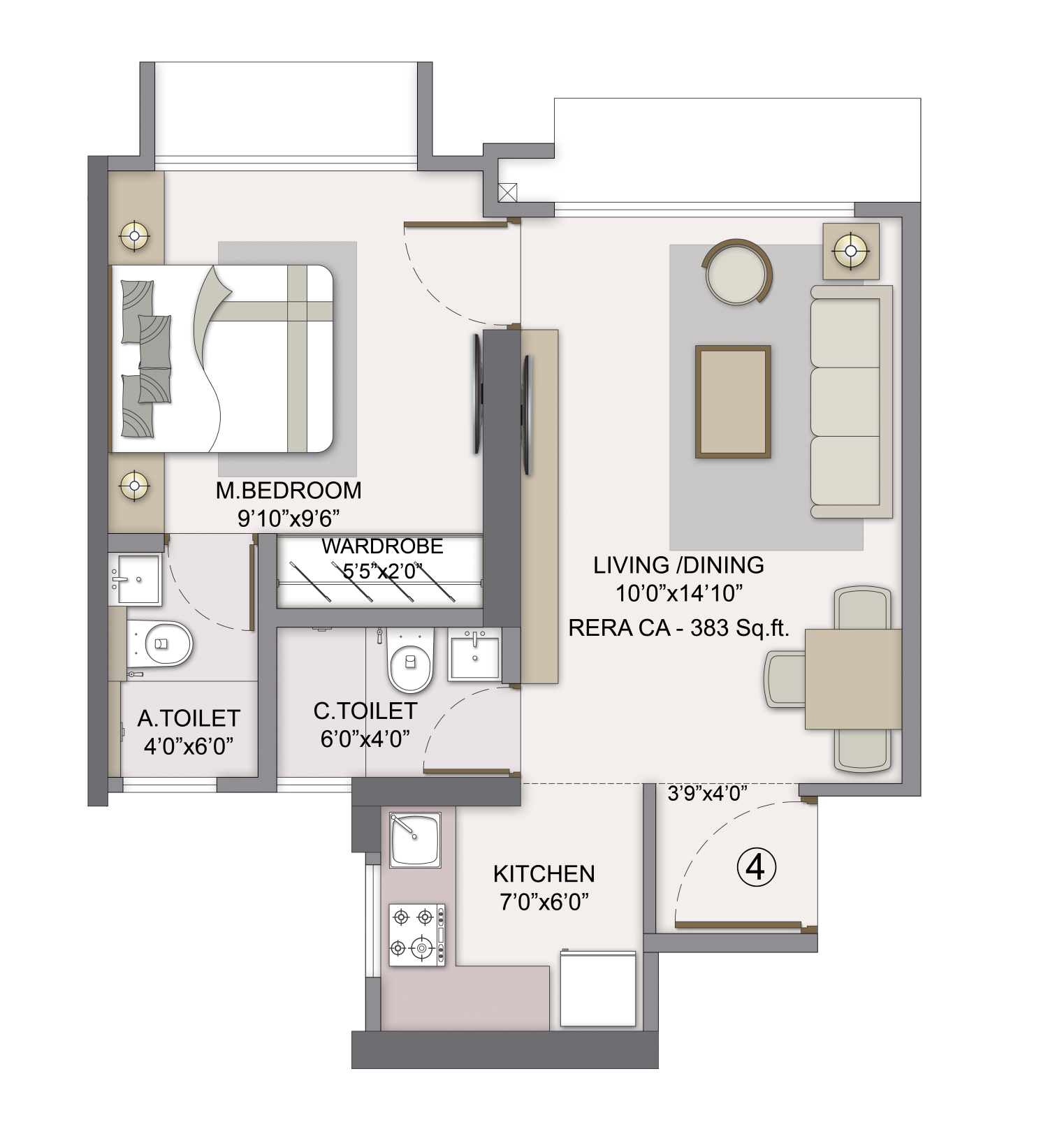 Unit plan — 1BHK