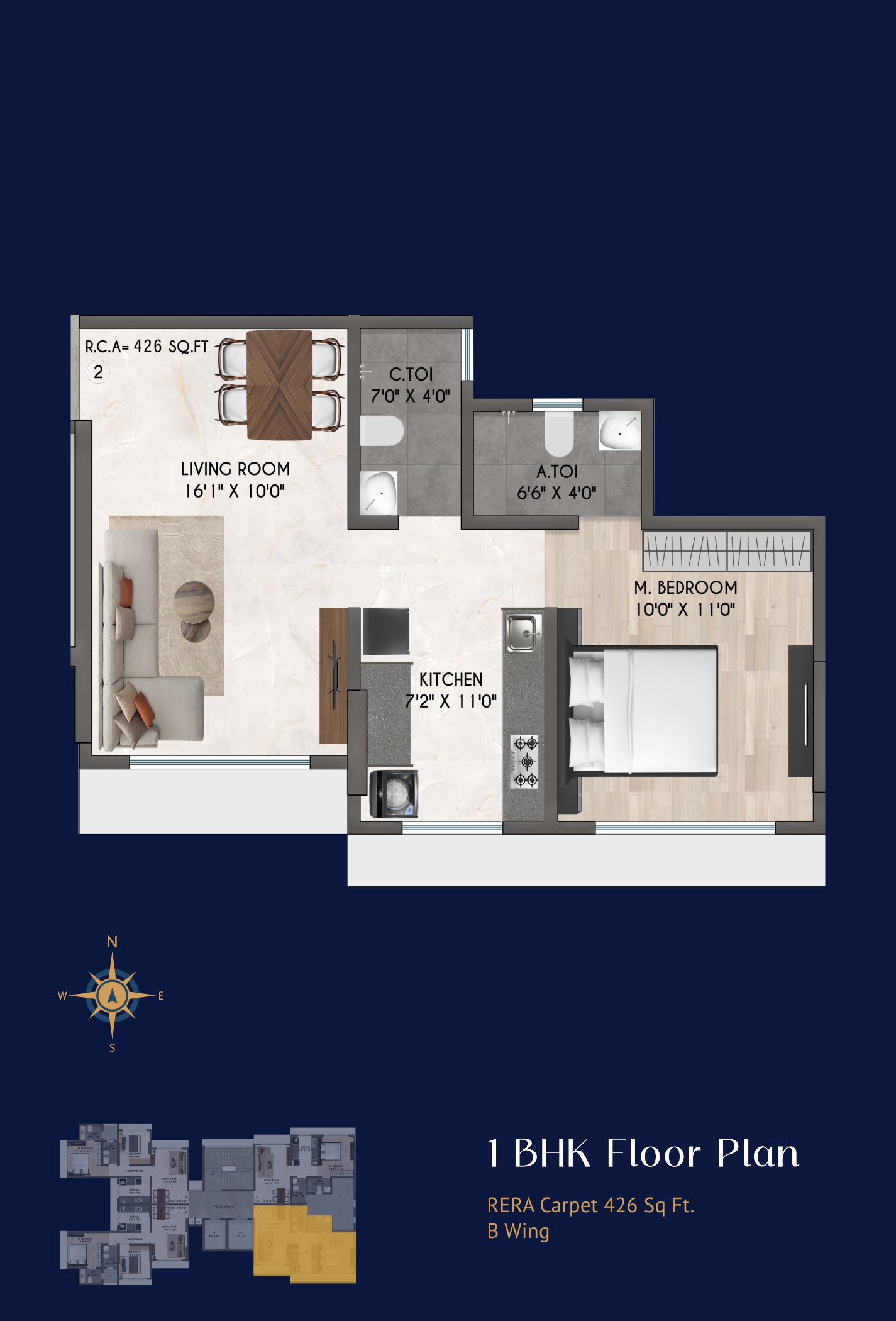 Unit plan — 1BHK