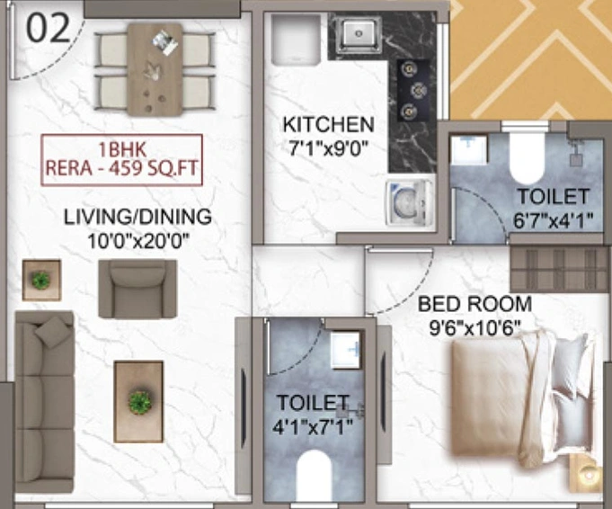 Unit plan — 1BHK