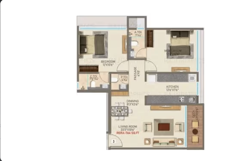 Unit plan — 2BHK