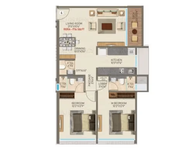Unit plan — 2BHK