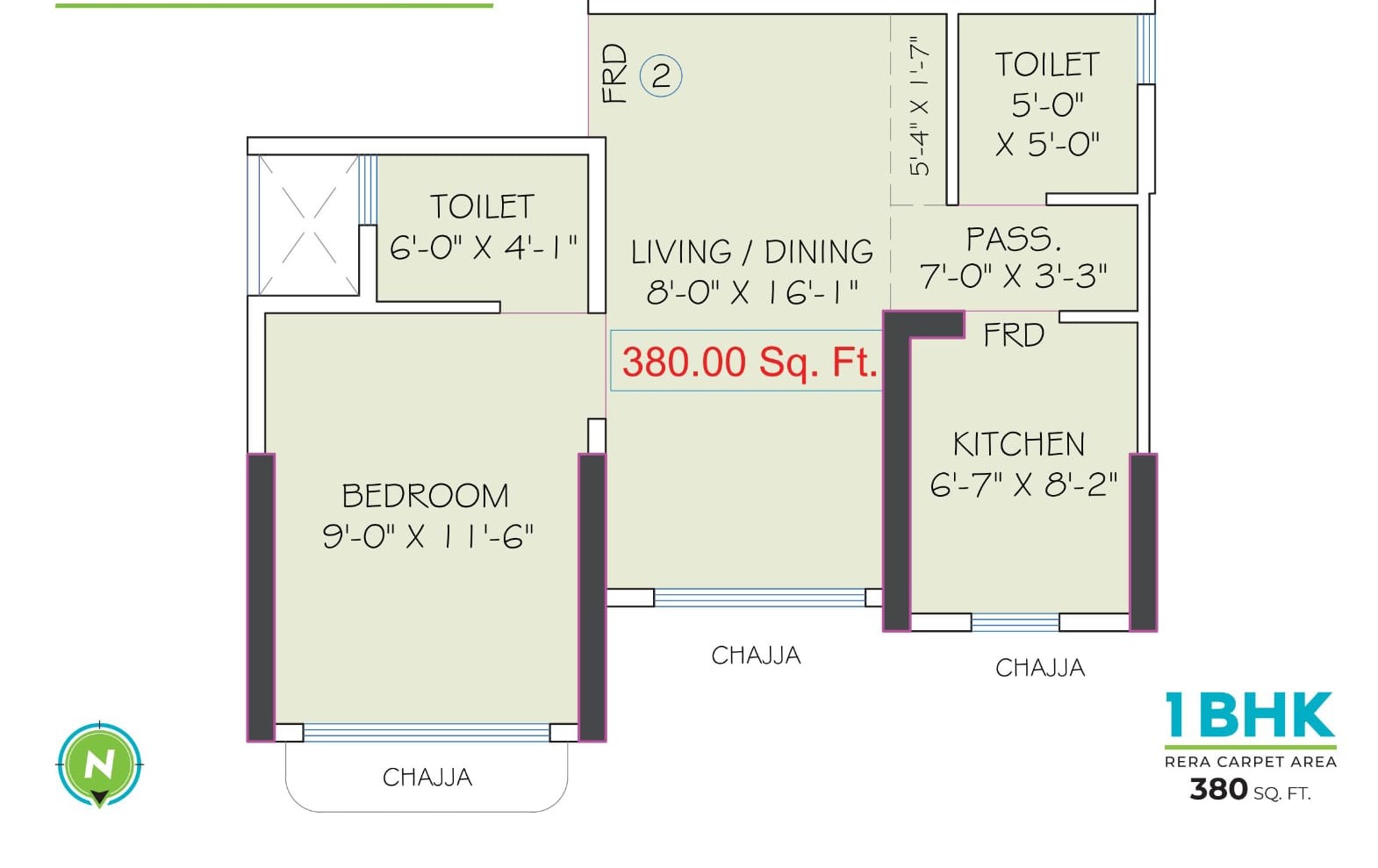 Unit plan — 1BHK