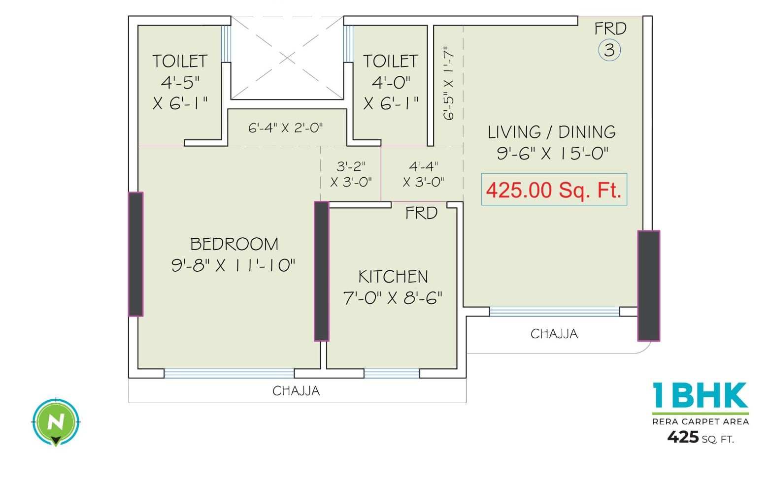 Unit plan — 1BHK