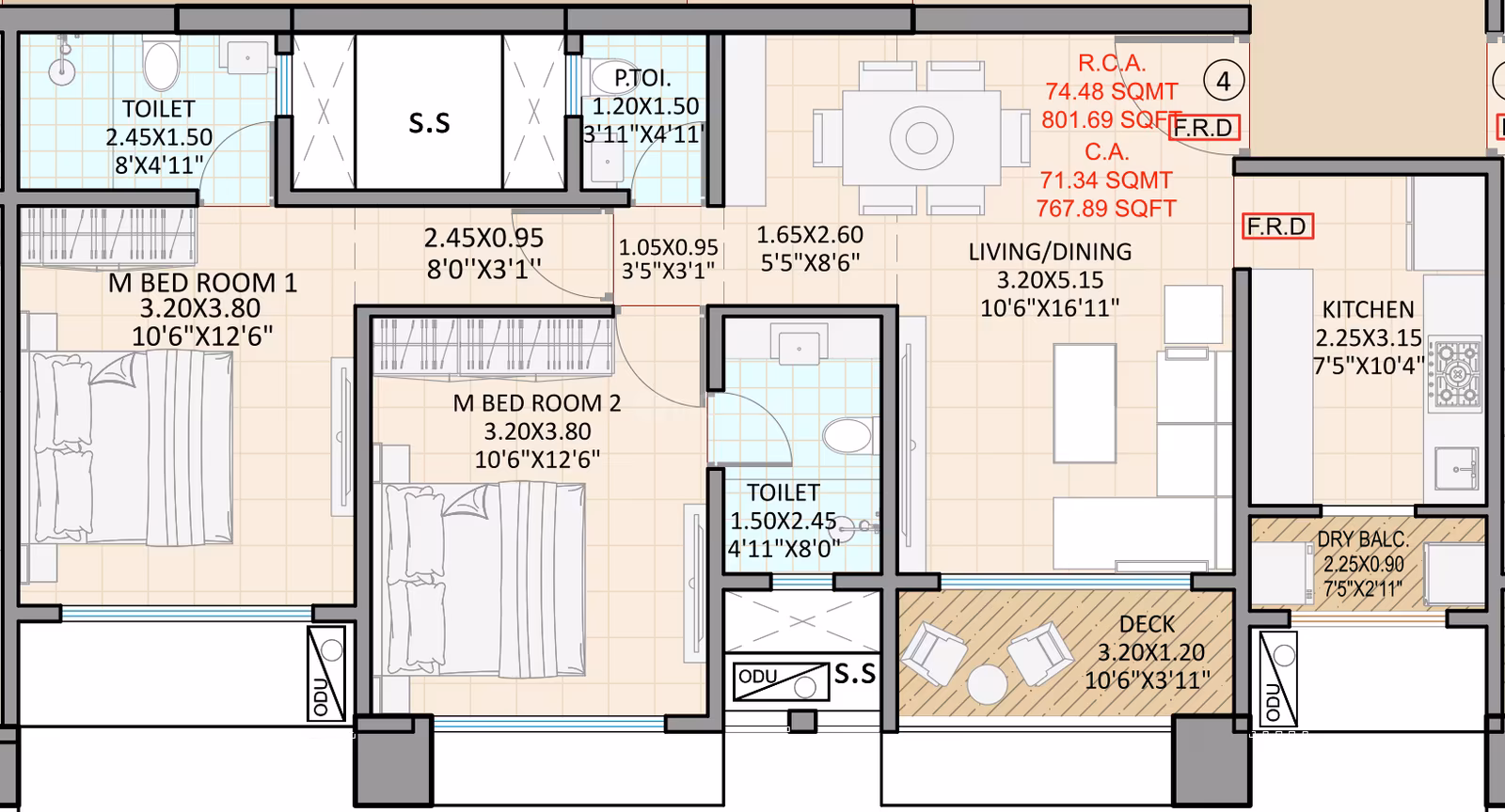 Unit plan — 2BHK