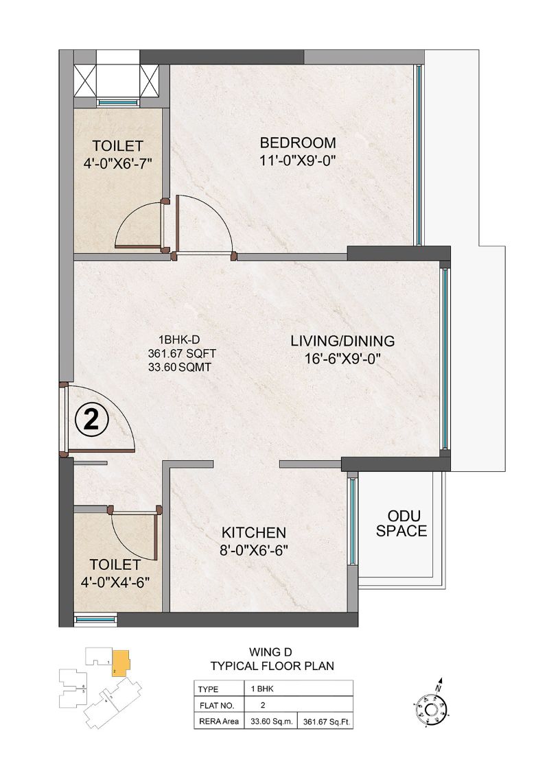 Unit plan — 1BHK