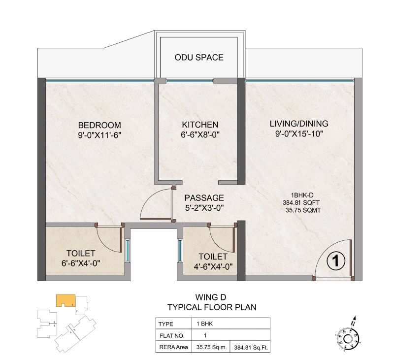 Unit plan — 1BHK