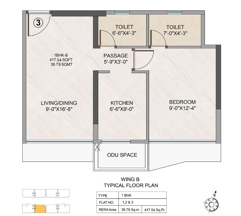 Unit plan — 1BHK