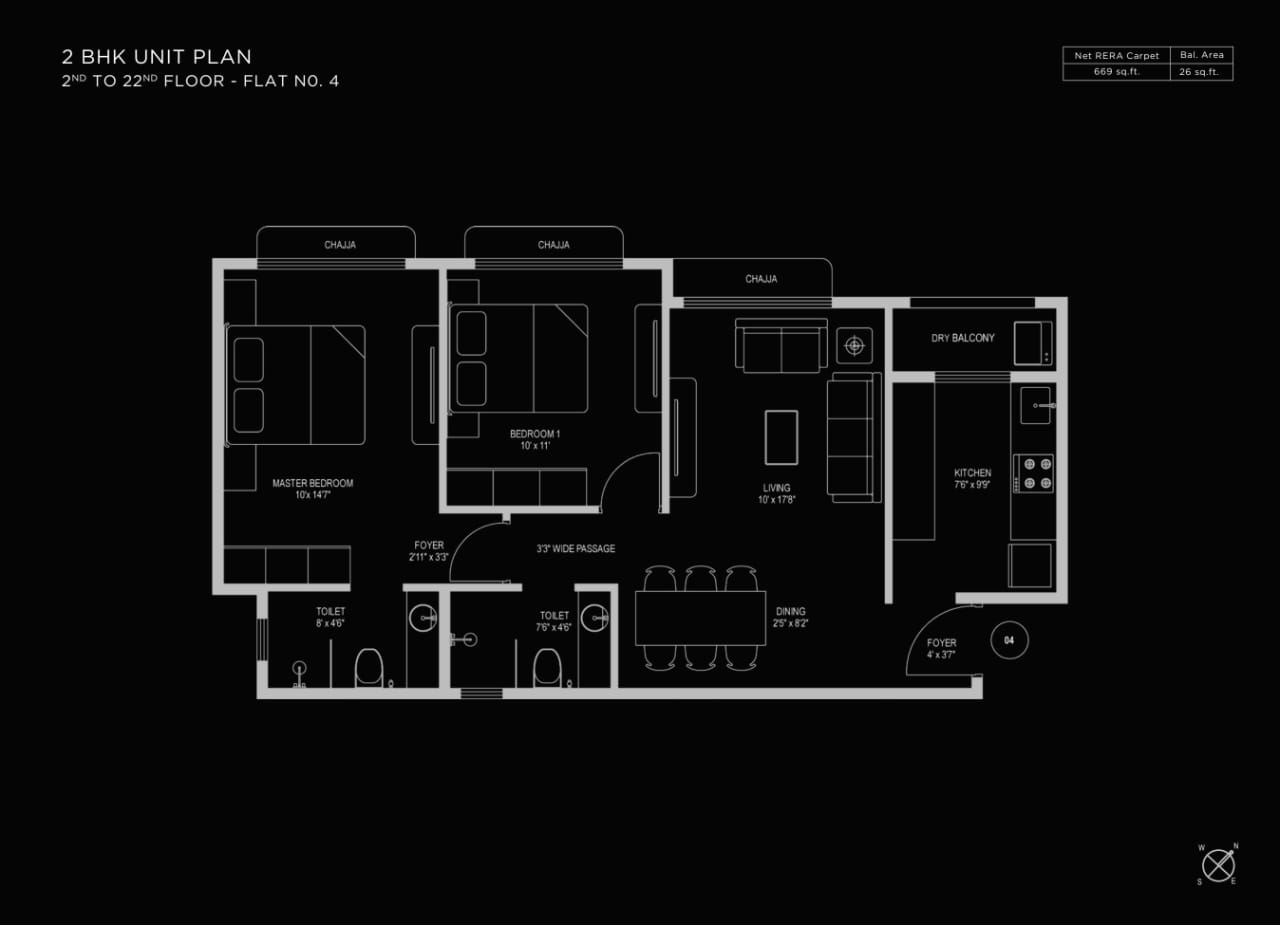 Unit plan — 2BHK