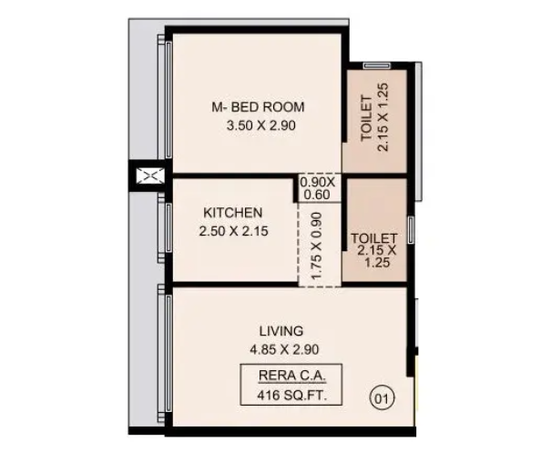 Unit plan — 1BHK