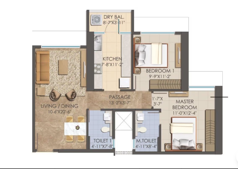 Unit plan — 2BHK
