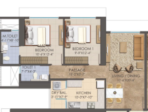 Unit plan — 2BHK