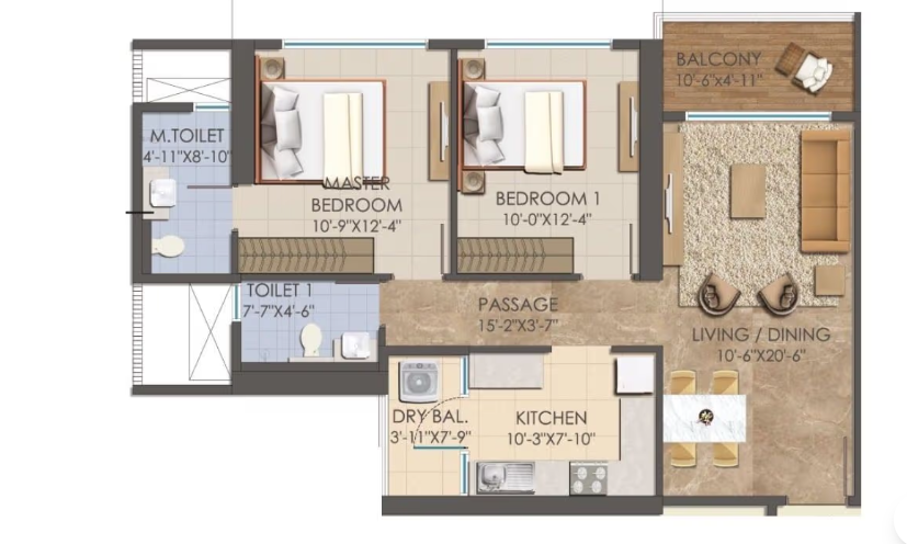 Unit plan — 2BHK