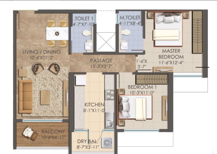 Unit plan — 2BHK