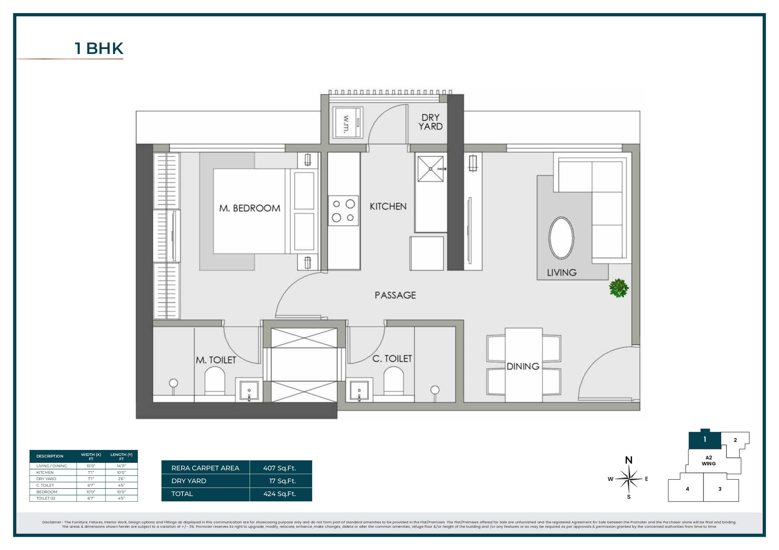 Unit plan — 1BHK