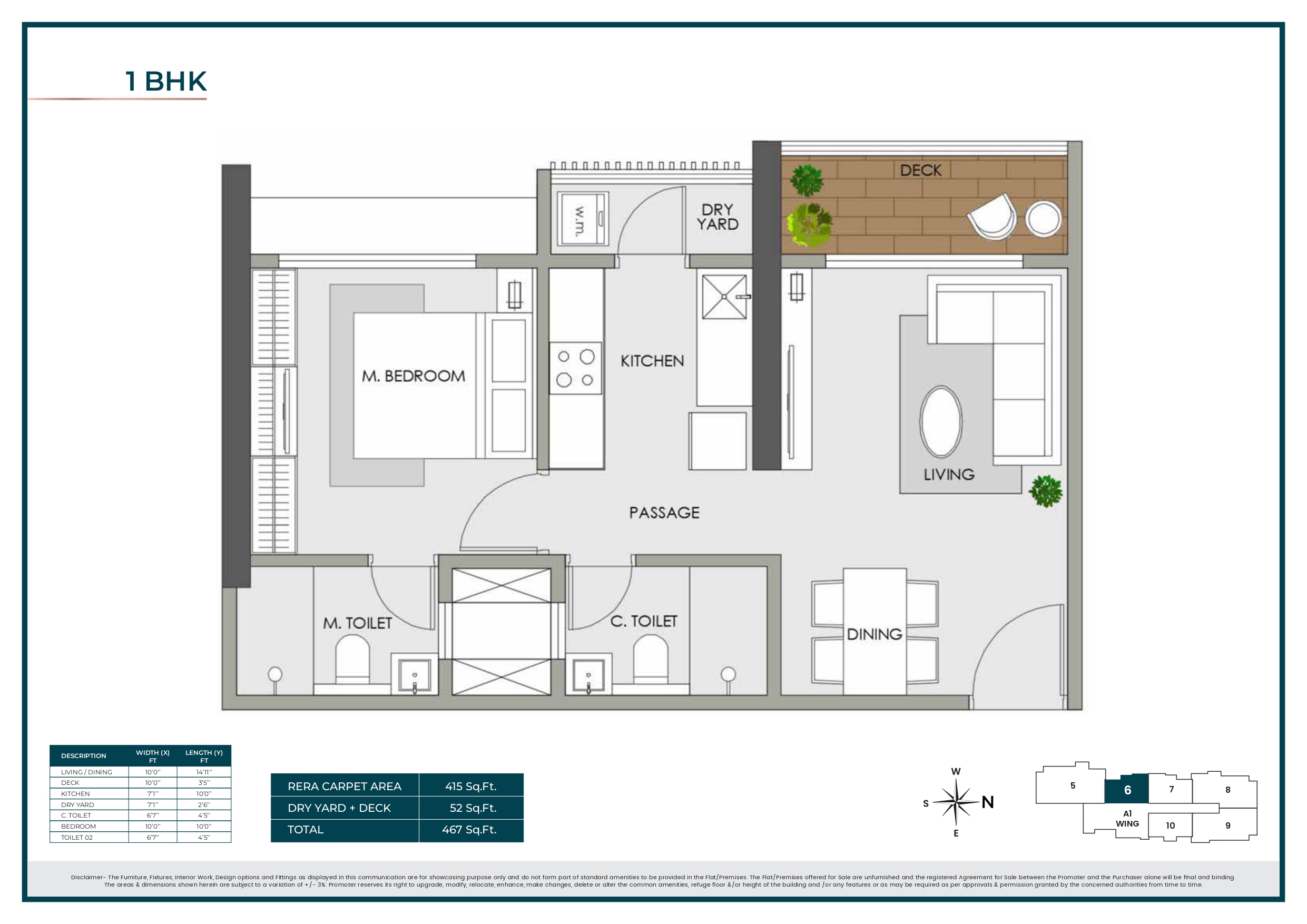 Unit plan — 1BHK