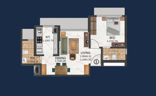 Unit plan — 1BHK