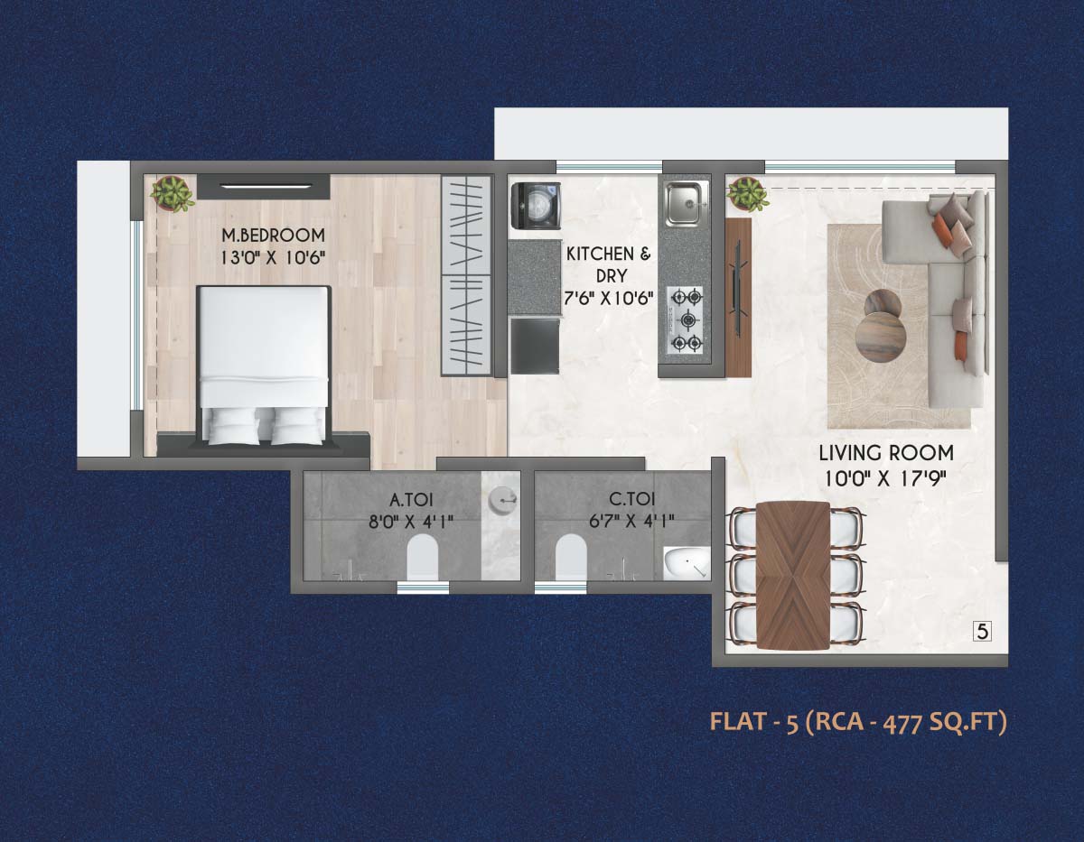 Unit plan — 1BHK